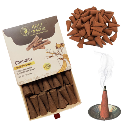 Brij Aroma Chandan Fragrance Dhoop Cone- Pack Of 30 Units