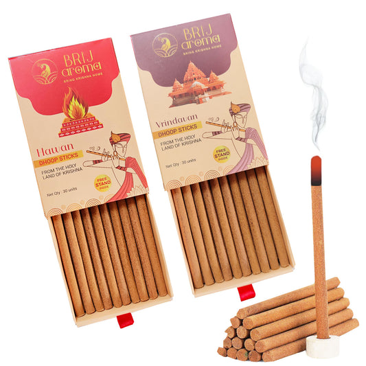 Brij Aroma  Hawan and Vrindavan  Fragrance Dhoop Sticks - Pack Of 60Units