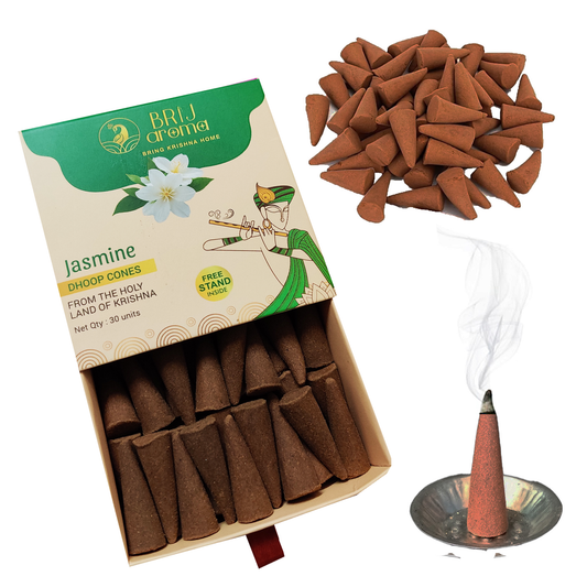 Brij Aroma Jasmine Fragrance Dhoop Cone- Pack Of 30 Units