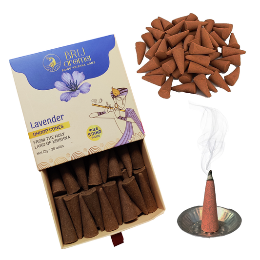 Brij Aroma Lavender Fragrance Dhoop Cone- Pack Of 30 Units