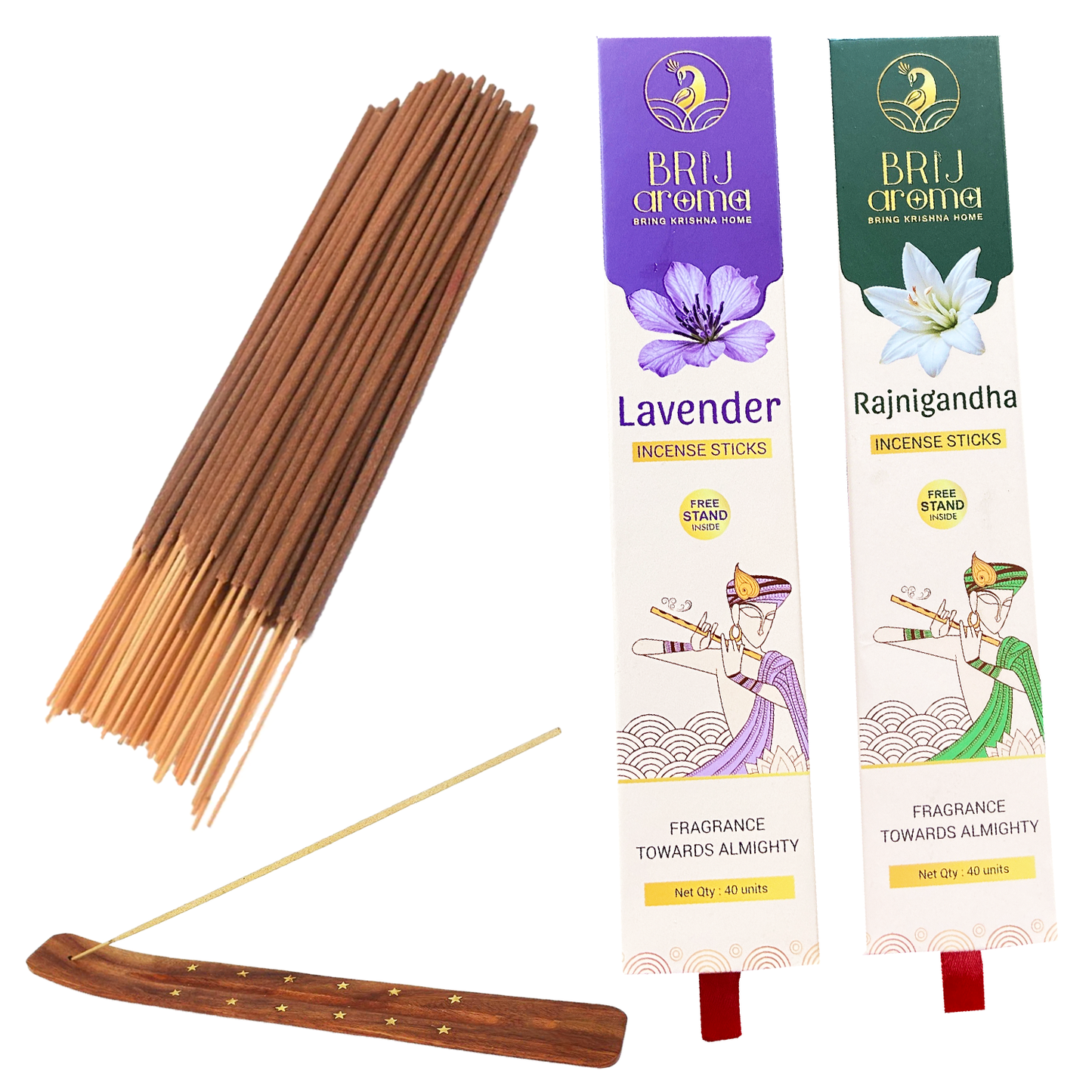 Brij Aroma  Lavender and Rajnigandha Fragrance Incense Sticks- 2 Pack Of 40 Units