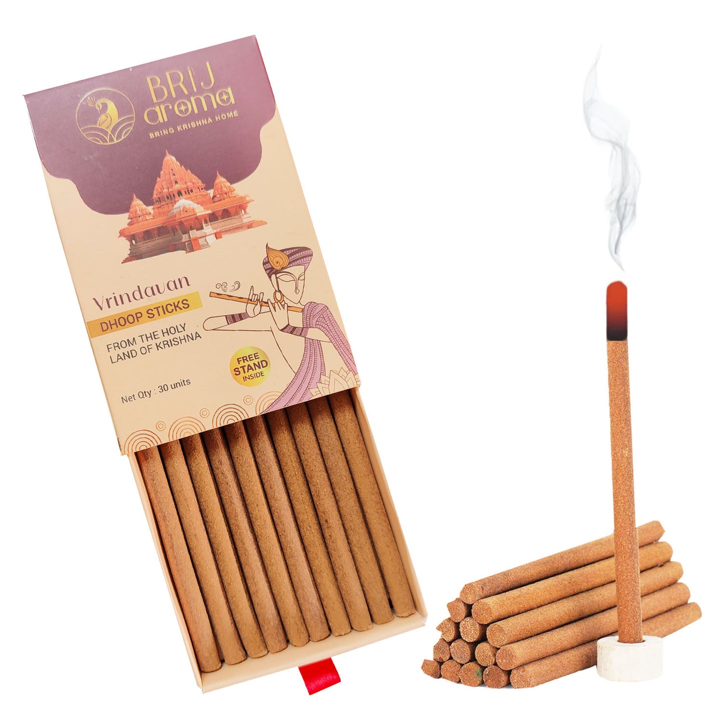 Brij Aroma Vrindavan Fragrance Dhoop Sticks - Pack Of 30 Units