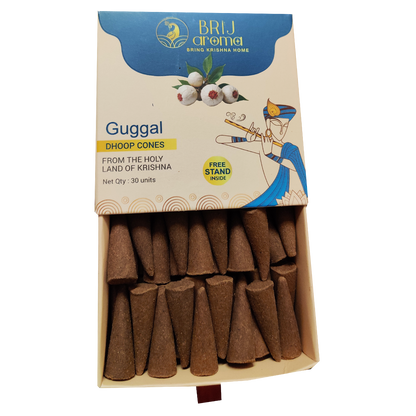 Brij Aroma Guggal Fragrance Dhoop Cone- Pack Of 30 Units