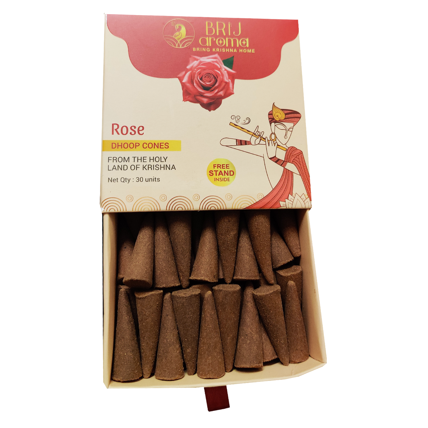 Brij Aroma Rose Fragrance Dhoop Cone- Pack Of 30 Units