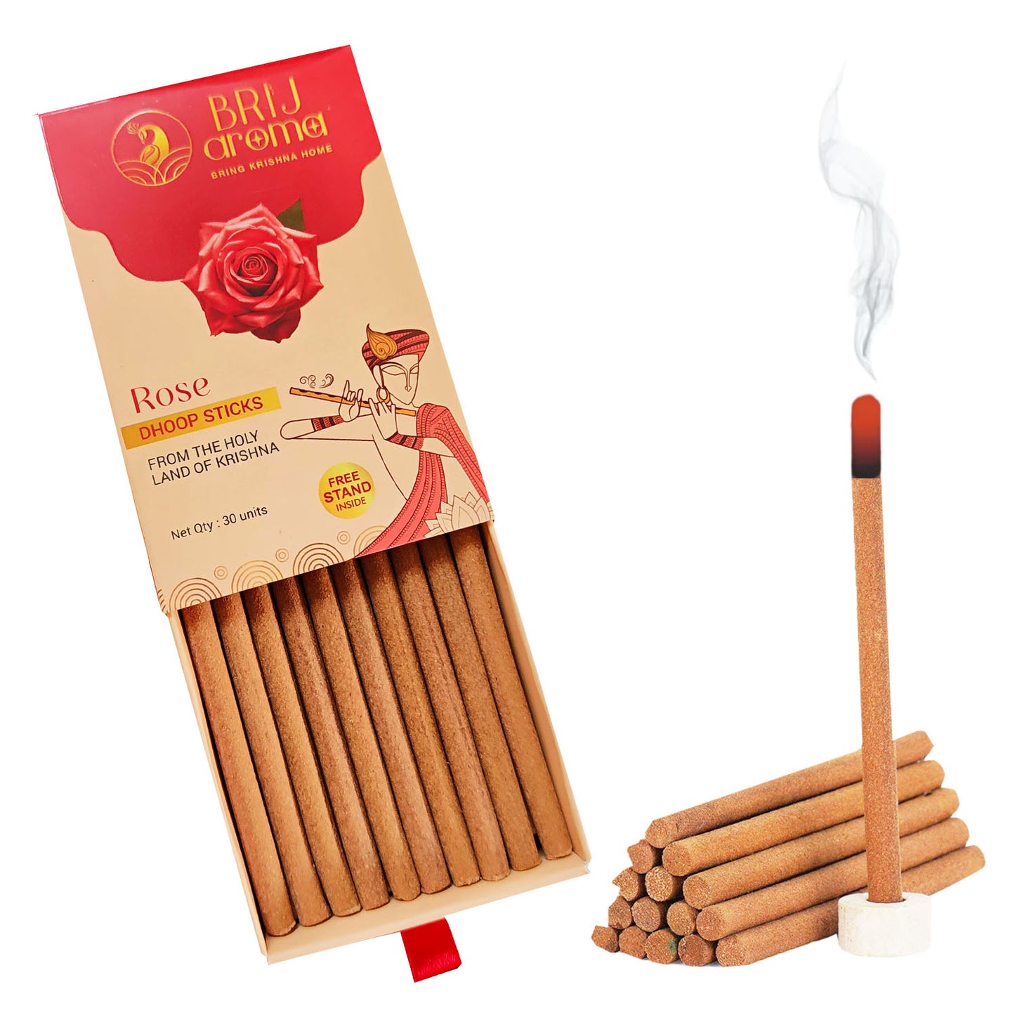 Brij Aroma Rose Fragrance Dhoop Sticks - Pack Of 30 Units